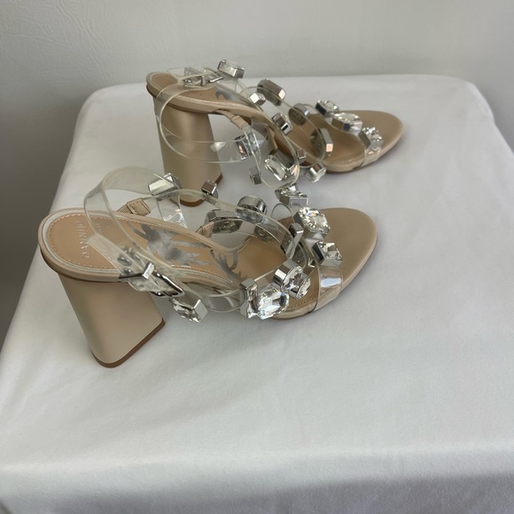 Dannijo  x Bianni Bini Transparent Strap Crystal Studded Block Heel Sandal. 10M - Picture 8 of 12
